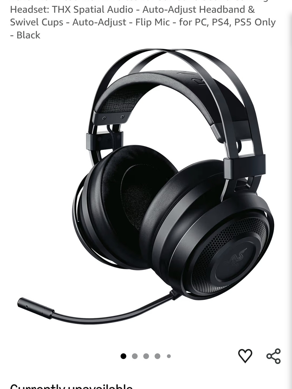 Razer Nari Essential Black Over-Ear Gaming Headset with Mic